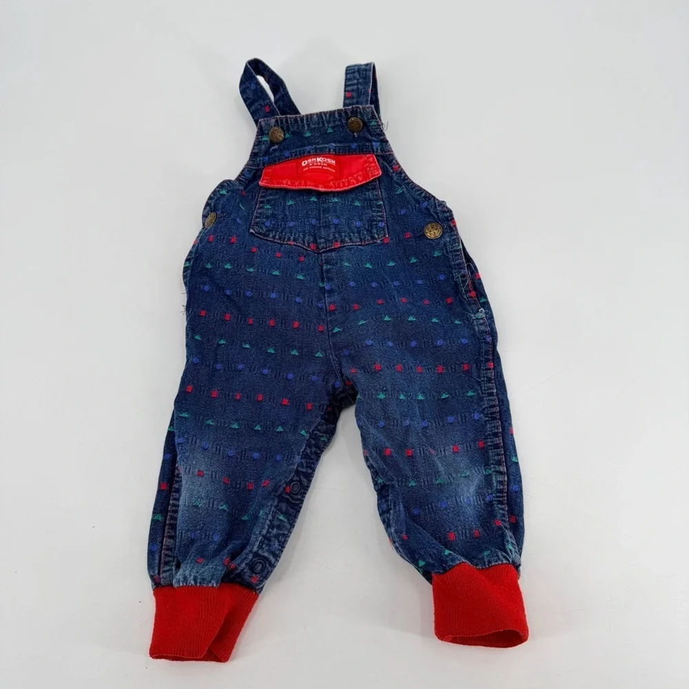 Vintage Oshkosh Shapes Baby Overalls Size 12 months FLAWS